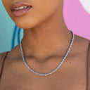Collar de cuerda en oro blanco - 4 mm