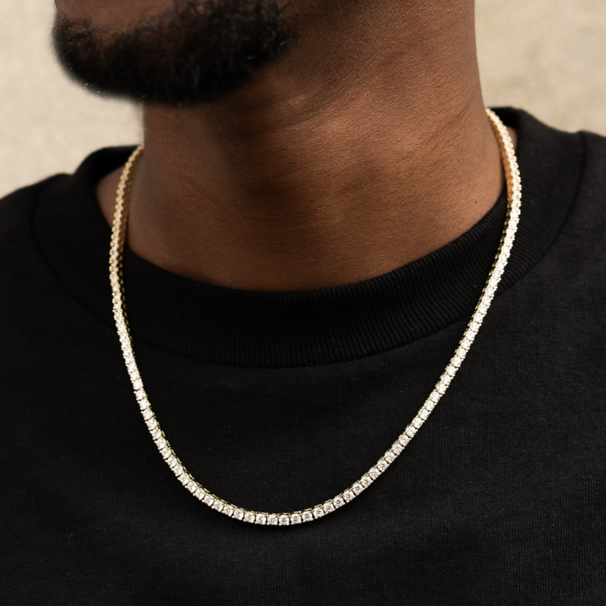 3mm Round Cut Tennis Necklace in Yellow Gold – The GLD Shop