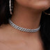 Diamond Prong Link Choker in White Gold - 12mm