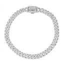 Pulsera cubana de moissanita con micro diamantes de 6 mm y engaste de puntas de oro blanco vermeil para mujer