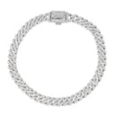 Micro Diamond Prong Moissanite Cuban Bracelet in Sterling Silver - 6MM