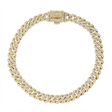 Men's 6MM Micro Diamond Prong Moissanite Cuban Bracelet in Yellow Gold Vermeil