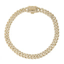Pulsera cubana de moissanita con microdiamantes de 6 mm para hombre en oro amarillo vermeil