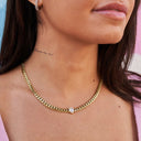 Pear Cut Stone Miami Cuban Necklace - Gold