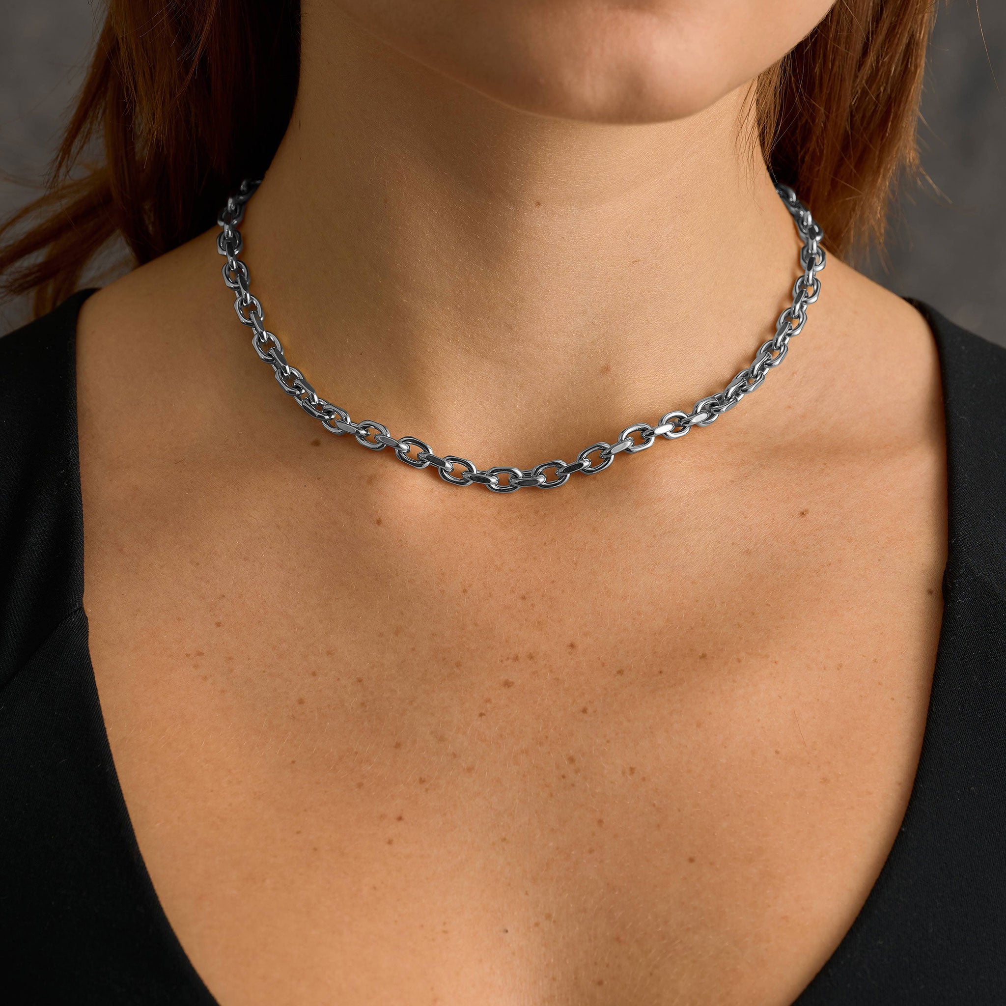 Open Box Chain Necklace in White Gold - 6mm - The GLD Shop