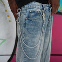 6MM Double Rope Chain w/ 65MM Carabiner Pant Chain in White Gold