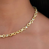 Cadena de eslabones circulares con canario helado en oro amarillo - 6MM