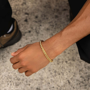 Palm Chain Bracelet in Yellow Gold- 6mm