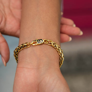 Pulsera de cadena de palma en oro amarillo - 6 mm