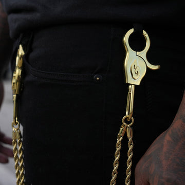 6MM Double Rope Chain w/ 65MM Carabiner Pant Chain in Yellow Gold