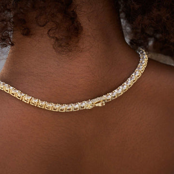 Gargantilla de tenis con diamantes en oro amarillo - 5 mm