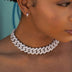Collar de eslabones con puntas de diamante en oro blanco - 19mm