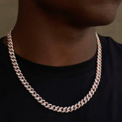 GLD Diamond Cuban Chain in Rose/White Gold - 8.5mm
