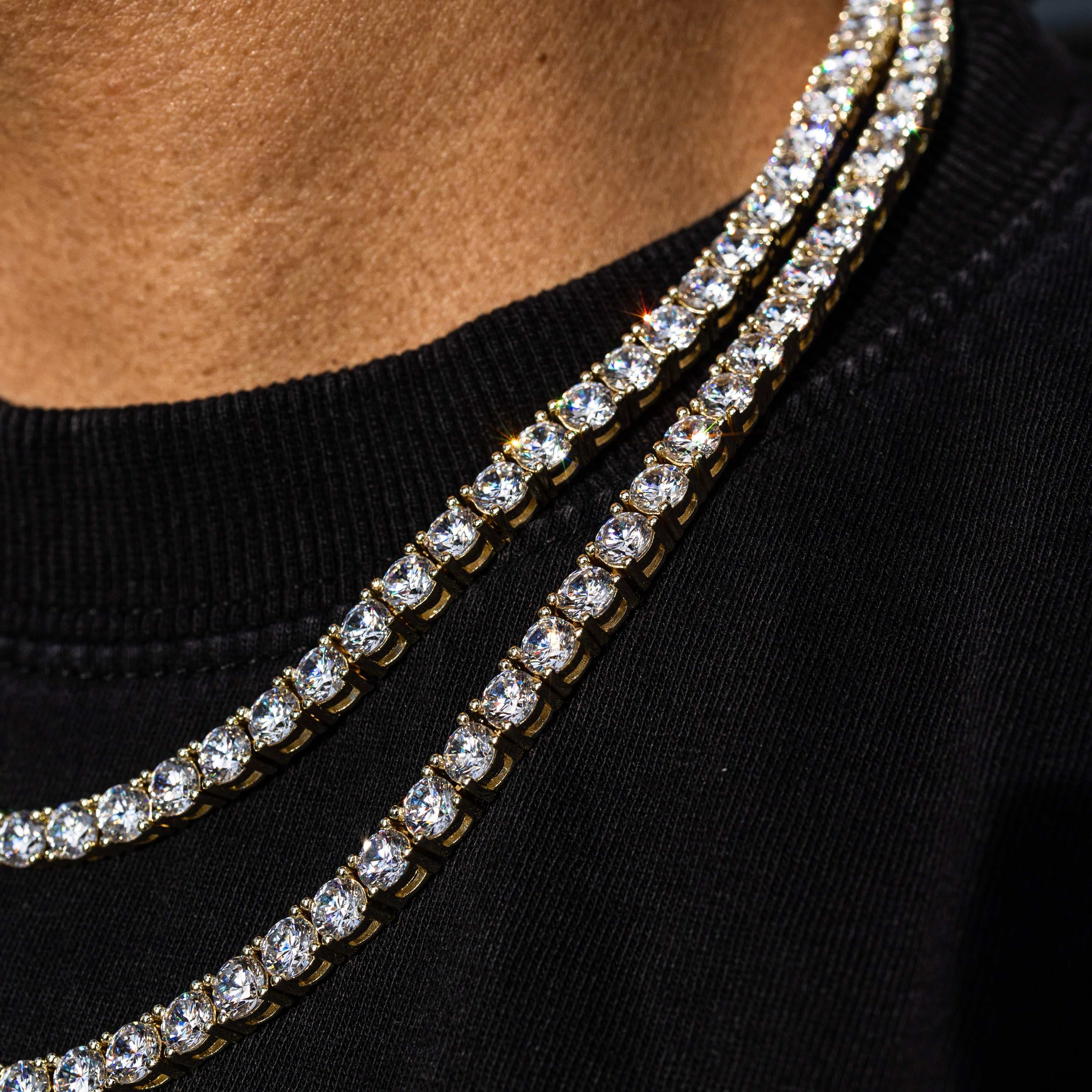 Diamond Tennis Chain in Yellow Gold- 5mm- The GLD Shop