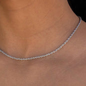Collar de cuerda de oro blanco - 2 mm