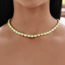 Cadena de tenis con circonitas de corte cojín en oro amarillo - 7MM