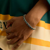 Emerald Cushion Cut Tennis Chain Bracelet in White Gold - 7mm