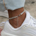 Diamond Herringbone Anklet in White Gold - 7mm