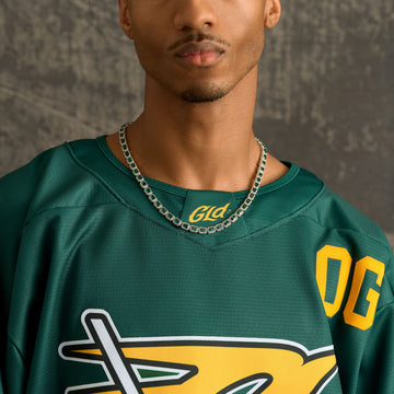 Emerald Cushion Cut Tennis Chain in White Gold - 7mm