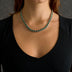 Emerald Cushion Cut Tennis Chain Necklace in White Gold - 7mm