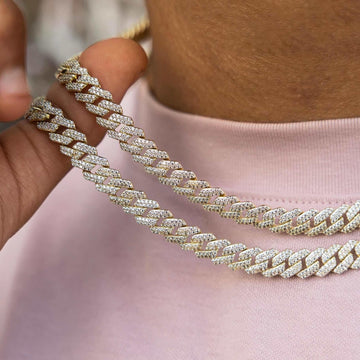 8.5MM Diamond Prong Cuban Necklace - Yellow Gold - The GLD Shop