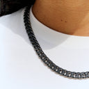 Cadena Cubana de Diamantes Negros - 8.5mm