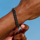 Pulsera Cadena Cubana Diamante Negro en Negro - 8.5mm