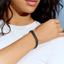 Pulsera Cadena Cubana Diamante Negro en Negro - 8.5mm