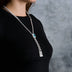Blue Iced Rock Adjustable Cloister Chain Necklace in White Gold
