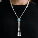 Collar de Cadena de Claustro Ajustable de Roca Helada Azul en Oro Blanco