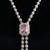 Cadena de eslabones ajustables Pink Iced Rock en oro blanco