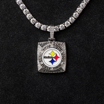 Official NFL Pittsburgh Steelers Championship Pendant - White Gold
