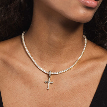 Solid White Gold Iced Celtic Cross Pendant-VS Diamonds