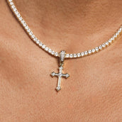 Solid White Gold Iced Celtic Cross Pendant-VS Diamonds