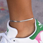 Herringbone Anklet in White Gold - 4mm