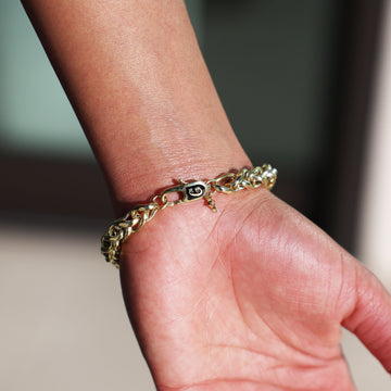 Pulsera de cadena Palm de oro amarillo - 8 mm