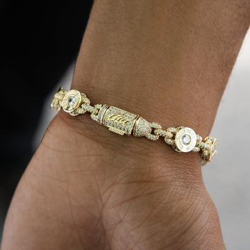 Pulsera de cadena de bala Diamond GLD de oro amarillo - 8 mm