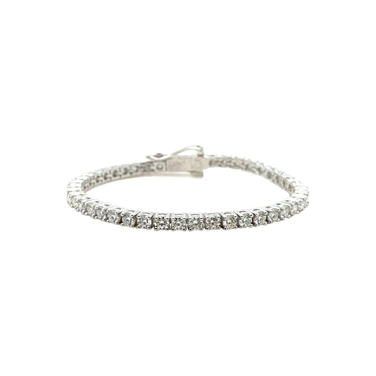 Moissanite Diamond Tennis Bracelet in White Gold Vermeil- 3mm
