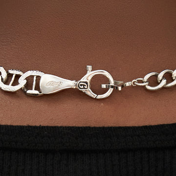 Cadena marinera ajustable en oro blanco - 9 mm