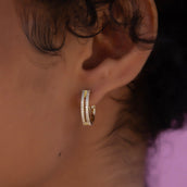 GLD Split Iced Hoop Earrings in Yellow Gold