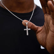 Micro Diamond Cross Pendant in White Gold