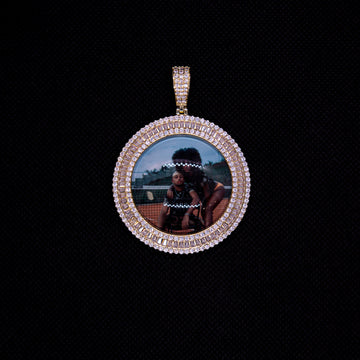 3D Photo Pendant - Baguette Circle
