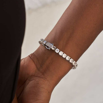 Women's Moissanite Diamond Tennis Bracelet in White Gold Vermeil - 5mm