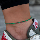 Emerald Diamond Micro Tennis Anklet