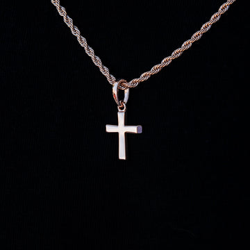 Micro Simple Cross Pendant in Rose Gold