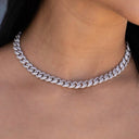 Diamond Cuban Necklace in White Gold - 8.5mm