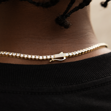 Round Cut Tennis Necklace in Yellow Gold - 3mm