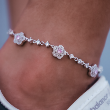 Daisy Anklet in White Gold
