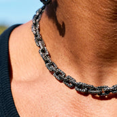 GLD X Bloody Osiris Lab Diamond Voronoi Link Chain in Solid Black Gold