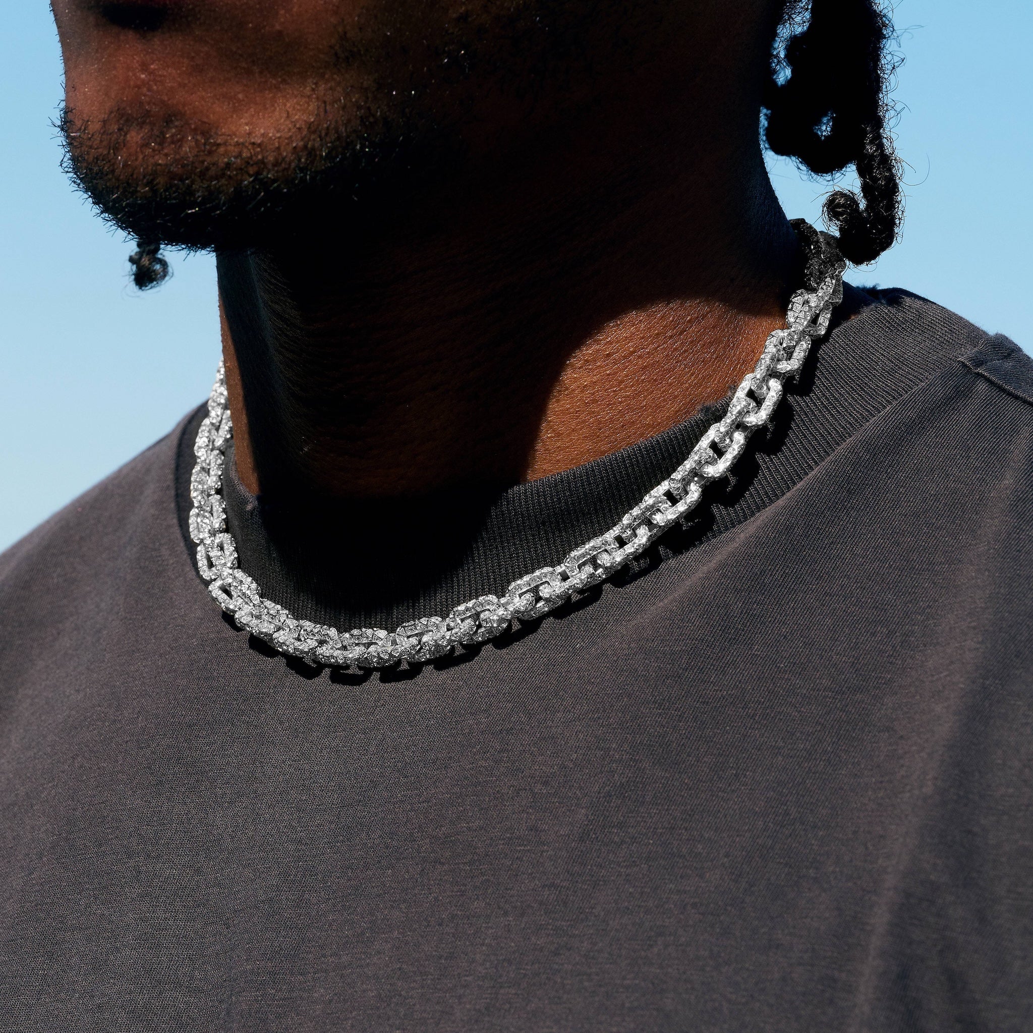 GLD X Bloody Osiris Moissanite Voronoi Link Chain in White Gold